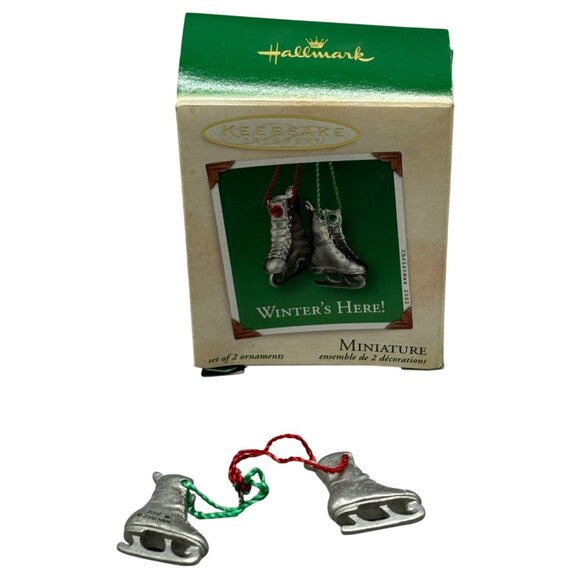 Hallmark Keepsake Miniature Ornament 2002 Winters Here Ice Skates Used READ - Picture 1 of 4